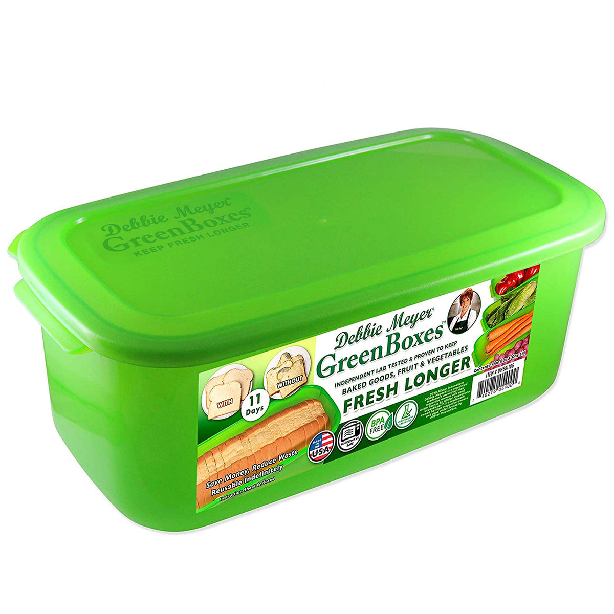 Debbie Meyer GreenBoxes BreadBox on counter keeps bread fresh longer.