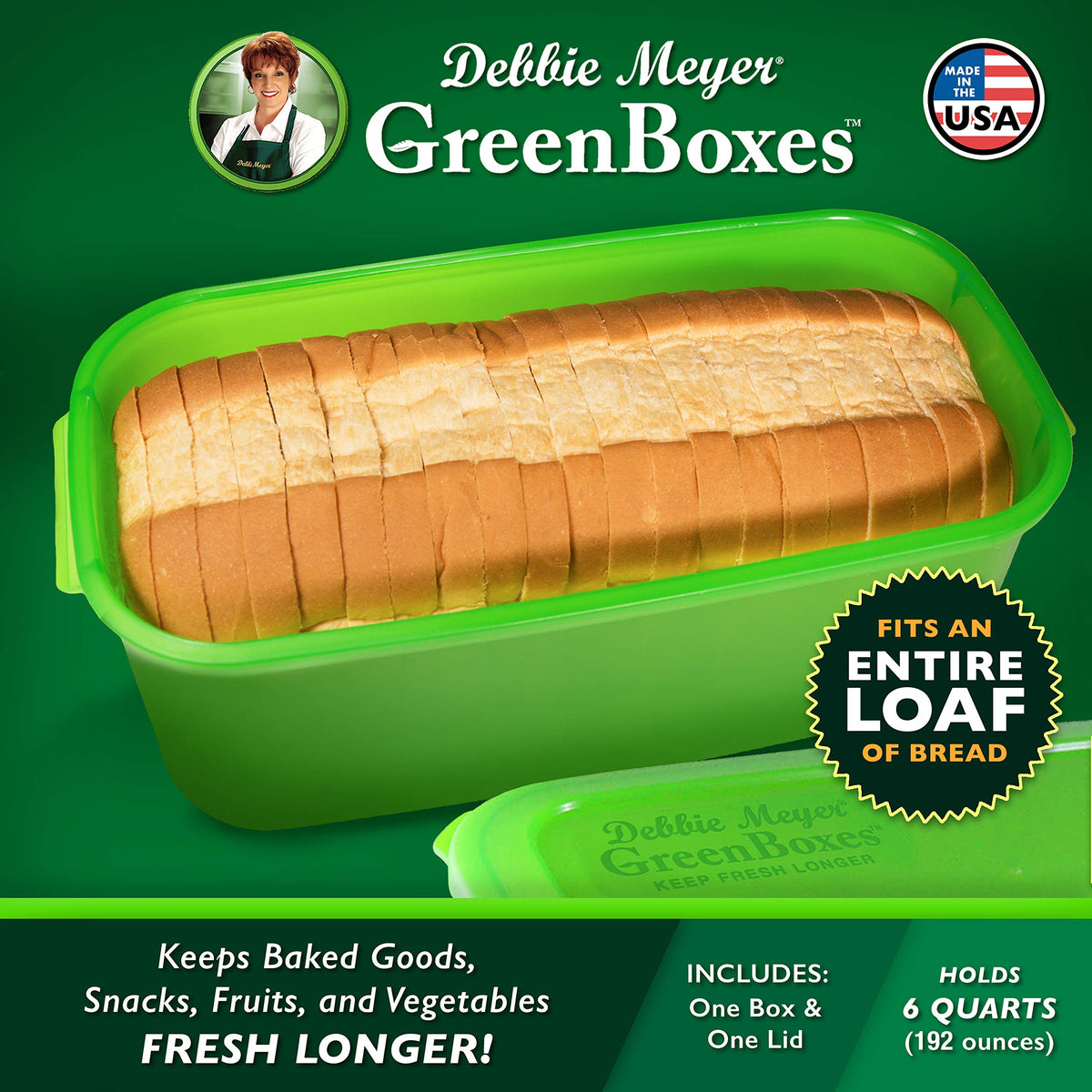 Debbie Meyer GreenBoxes for fruit and vegetables preserves crispness and reduces spoilage.