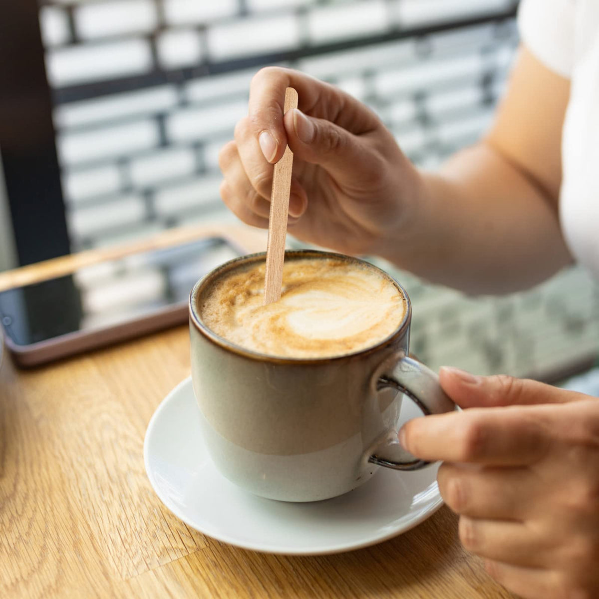 DEBECTY 5.5 inch stir sticks reach tall cups easily.
