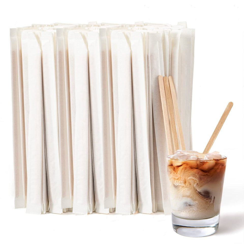 DEBECTY coffee stirrers in natural birch wood for effortless stirring.