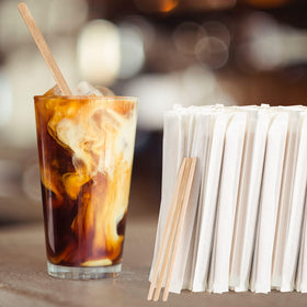 DEBECTY eco-friendly wood stir sticks for sustainable beverage service.