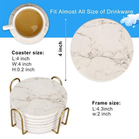 Deceram desk accessory coasters keep beverages within reach at work.