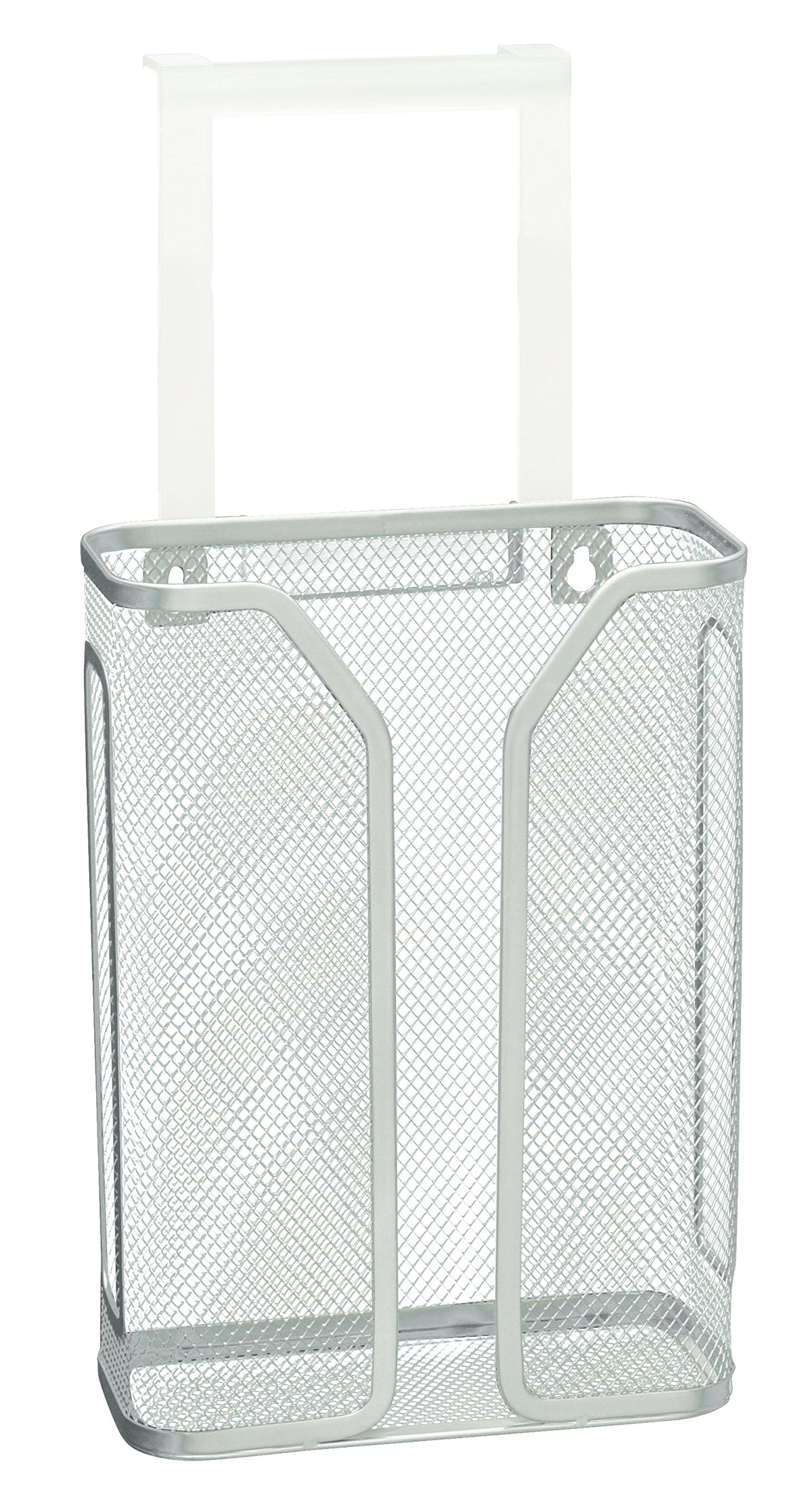 Deco Brothers silver bag holder holds up to 60 bags for organized storage.