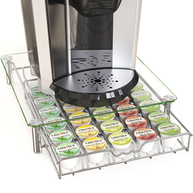 Deco Brothers crystal K-Cup holder with tempered glass top in a top view for easy pod selection
