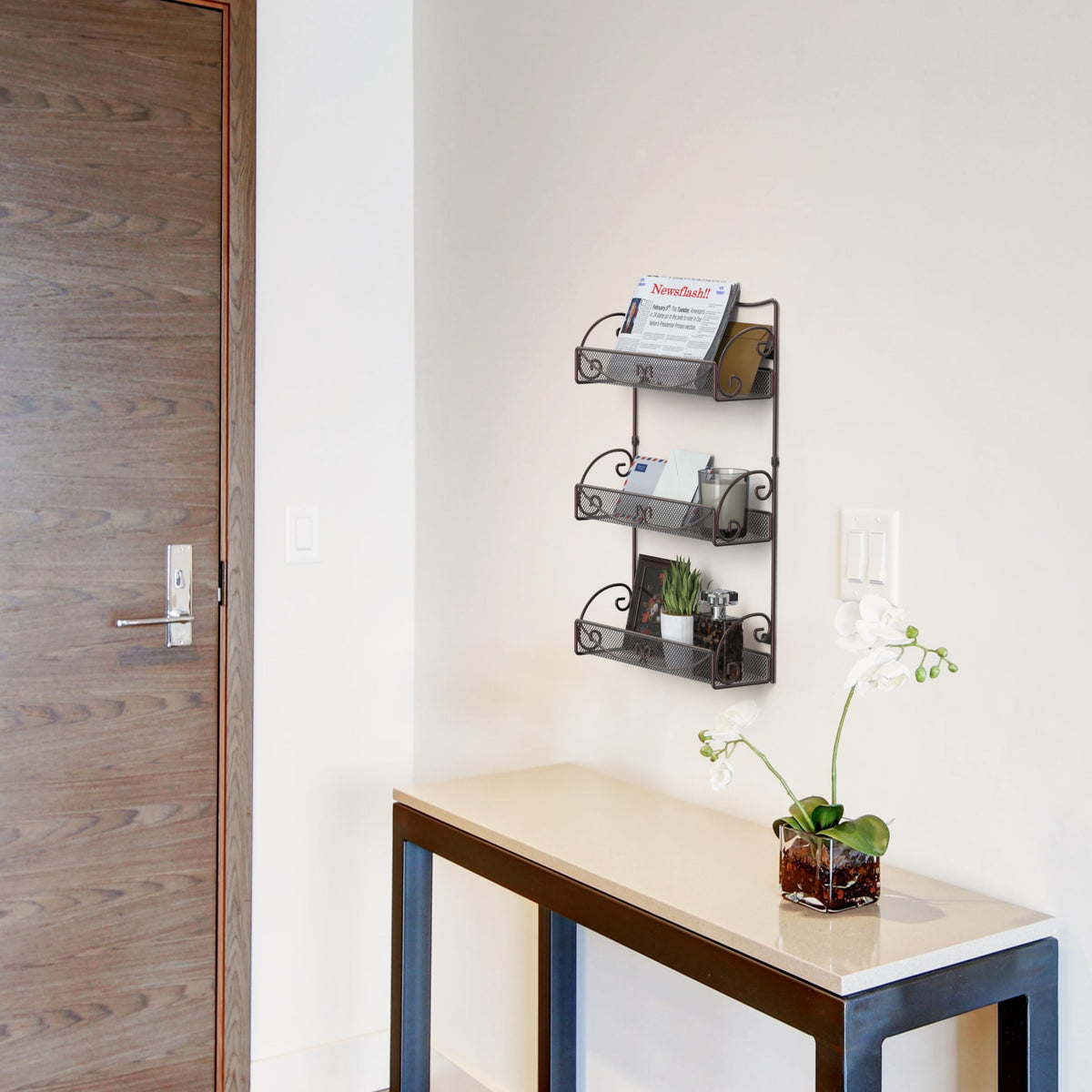 Wall-mounted Deco Brothers rack keeps spice jars within easy reach