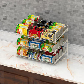 Deco Brothers Stackable Can Rack capacity up to 36 cans for pantry storage.