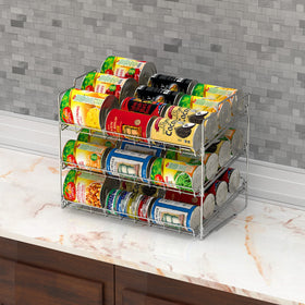 Deco Brothers stackable can rack full cans demonstrates 36-can capacity