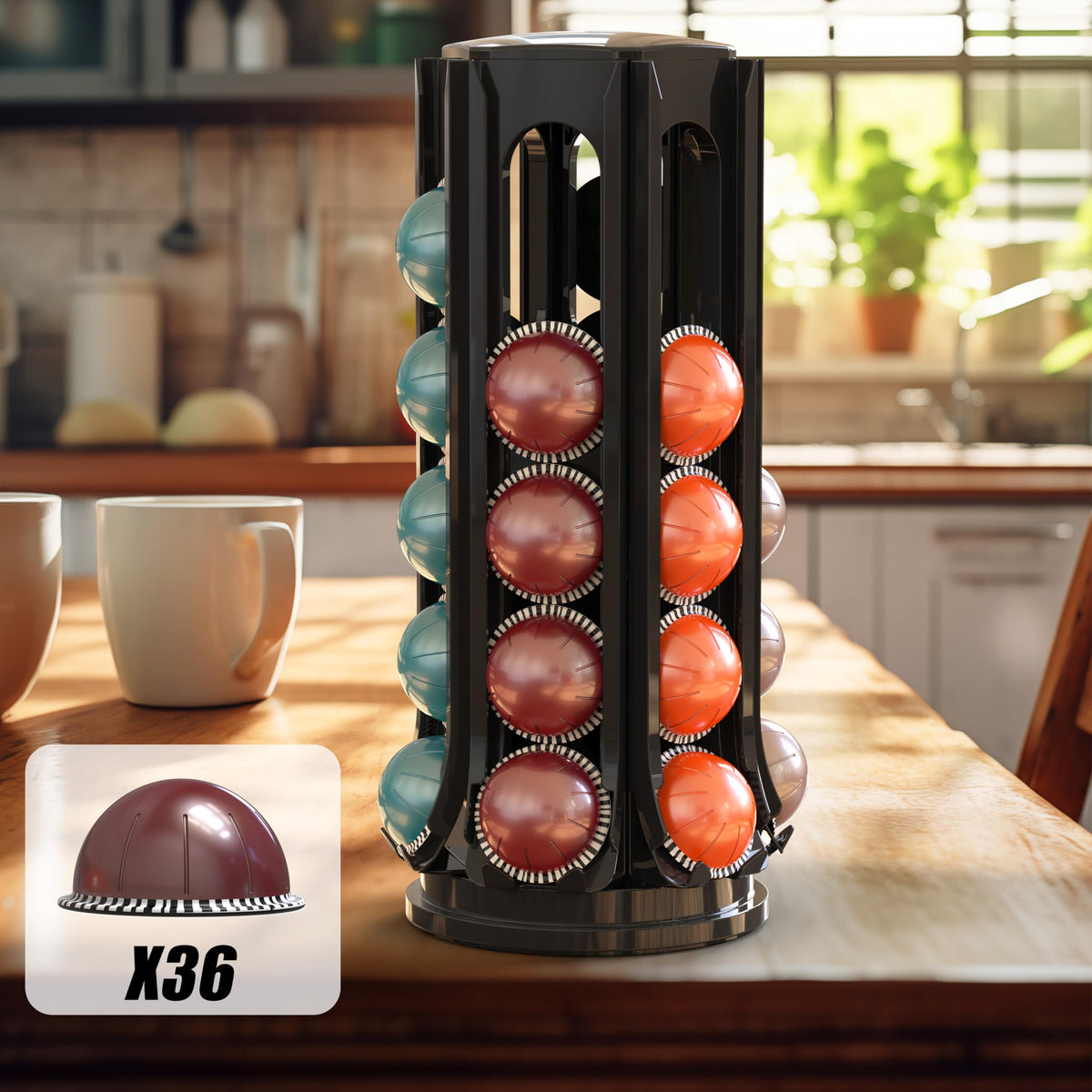 Deco Brothers VertuoLine Pod Carousel shows 6 columns for organized pod display.