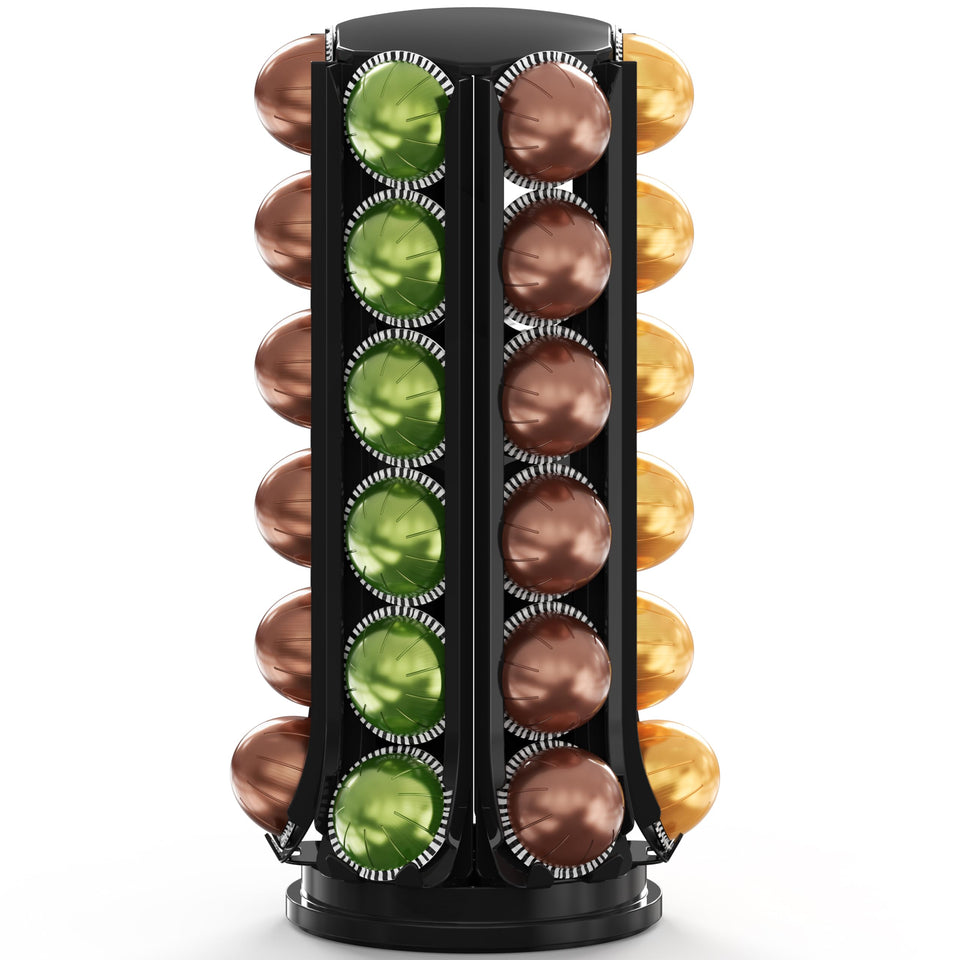 Deco Brothers VertuoLine Pod Holder demonstrates 360° rotation for easy pod access.