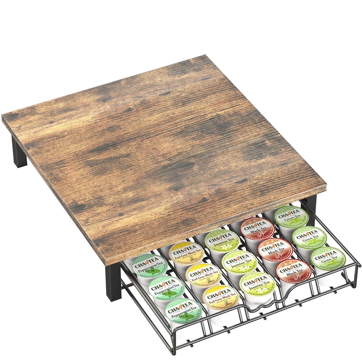 Deco Brothers K-Cup drawer capacity emphasizes room for up to 30 pods.