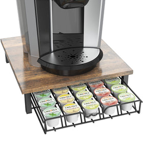 Deco Brothers K-Cup drawer front view shows organized 30-pod storage for easy access.
