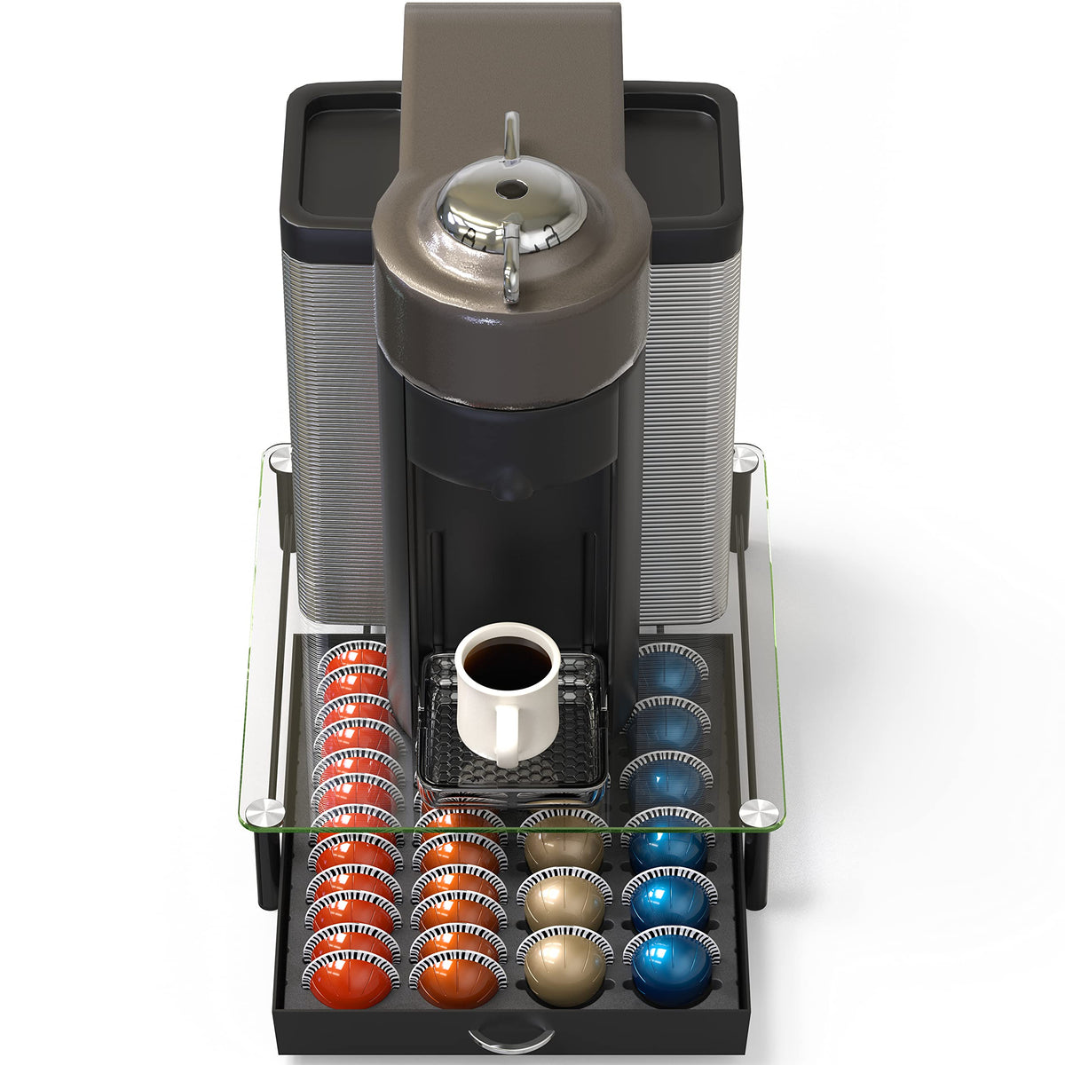 Deco Brothers pod drawer features non-slip rubber feet for stability on counters.
