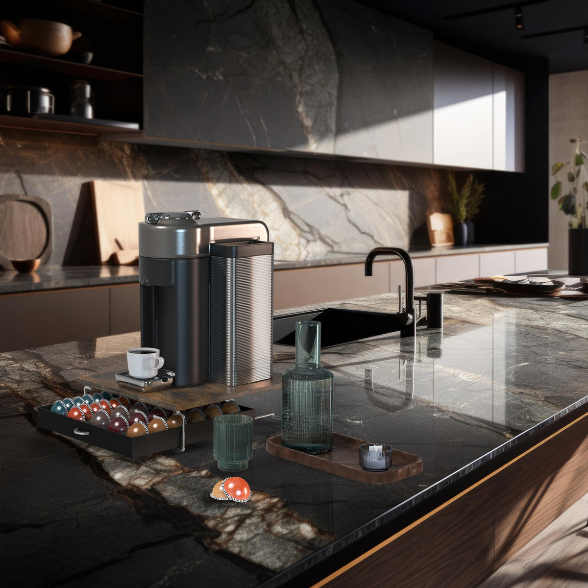 DecoBrothers Supreme Vertuoline Drawer stores up to 60 small VertuoLine pods.