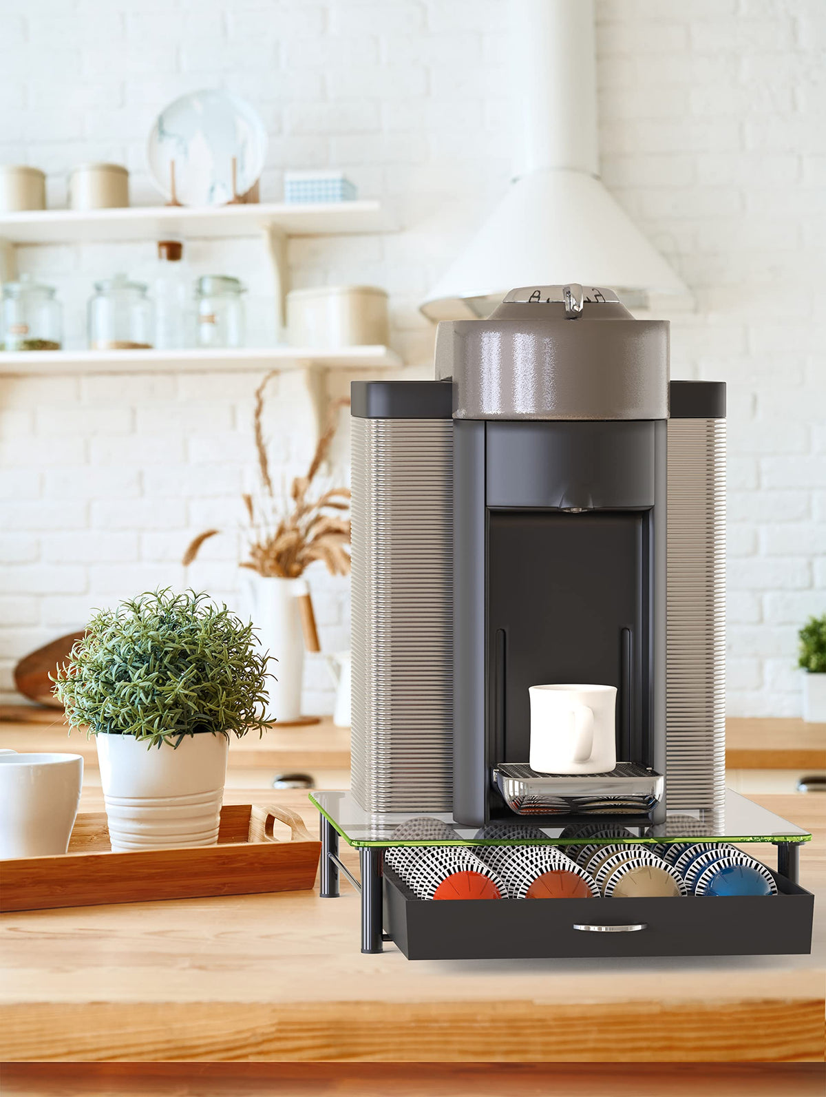 Durable tempered glass surface from Deco Brothers for daily coffee prep.