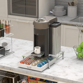 Crystal tempered glass construction adds durability and modern kitchen elegance.