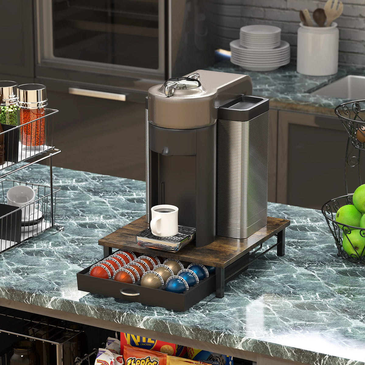 DecoBrothers Vertuo Drawer open showing easy capsule retrieval