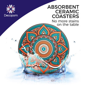 Decopom coaster works with coffee, wine, and beer.
