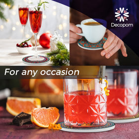 Decopom coaster doubles as a small pot trivet for warm dishes.