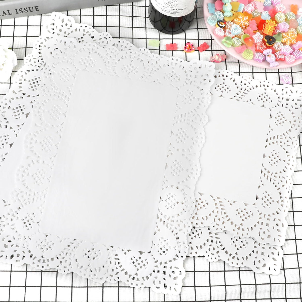 DECORA wedding table lace doilies provide refined backdrop for desserts