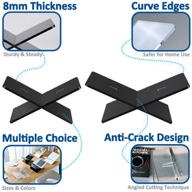 DECORANY acrylic book holder side view highlights slim profile and clear visibility.