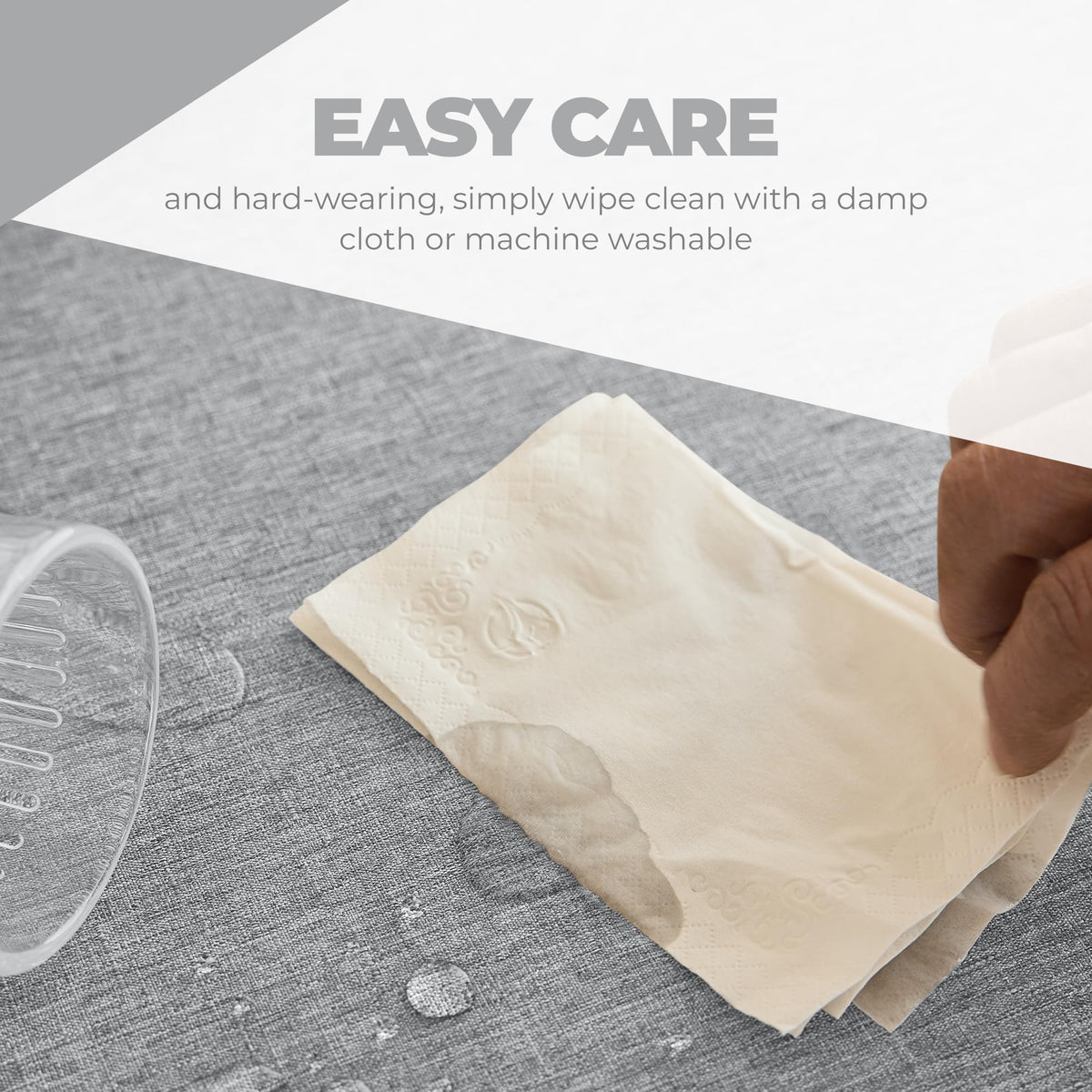Decorelia anti-scratch fabric protects wood surfaces during lively gatherings.