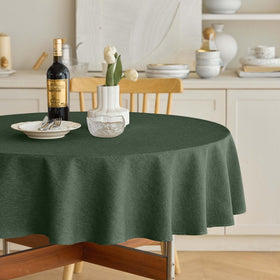 Decorelia Christmas round tablecloth 60-inch dark green protecting dining surfaces
