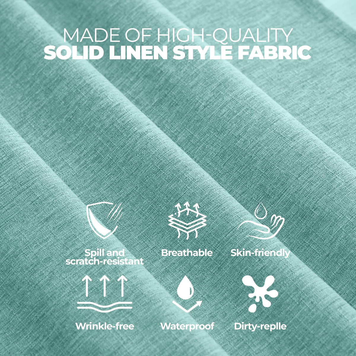 Decorelia easy-care tablecloth aqua after washing and drying.