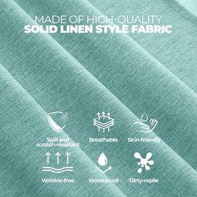 Decorelia easy-care tablecloth aqua after washing and drying.