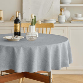 Decorelia linen round tablecloth 60in fabric texture highlights premium look and surface protection.