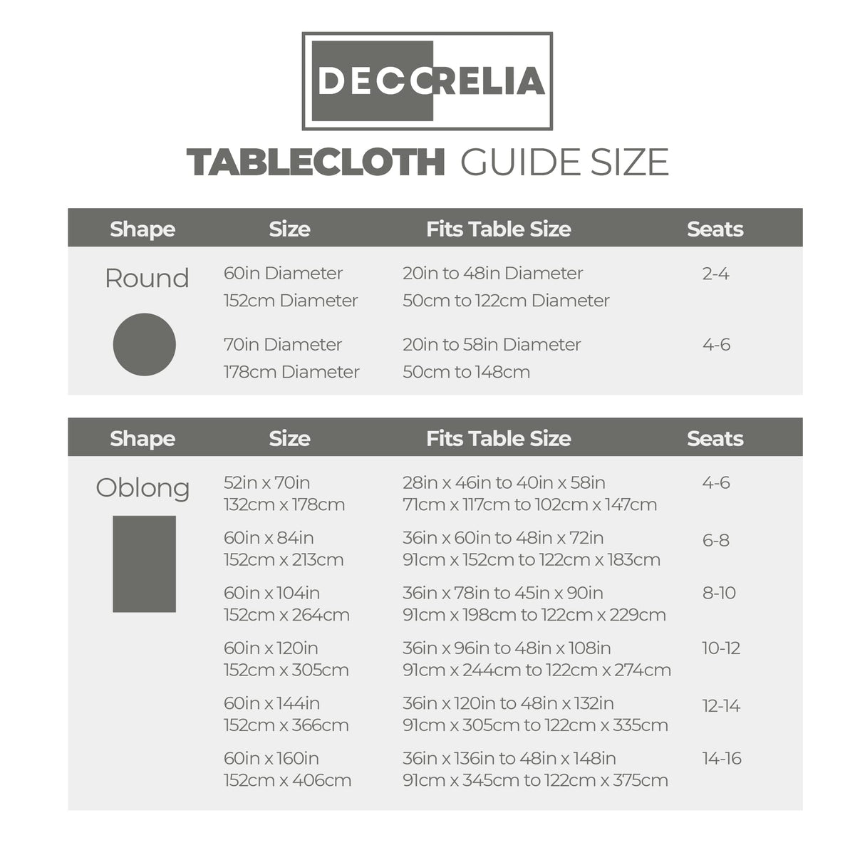 Decorelia round 2-4 seat table cover fits most round tables