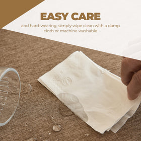 Decorelia easy-clean tablecloth cleans with damp cloth or washer