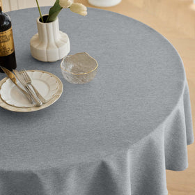 Decorelia waterproof round tablecloth 60in protects against spills for quick, cleanups.