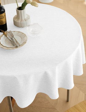 Decorelia linen-style round tablecloth offers wrinkle-free elegance for gatherings.