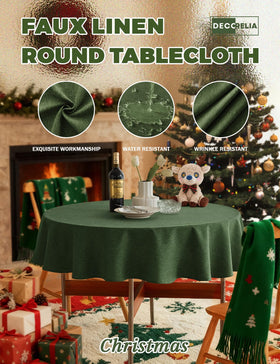 Decorelia wrinkle-free linen-style fabric maintains a smooth table surface