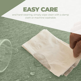 Decorelia wrinkle-free linen-style tablecloth maintaining neat appearance