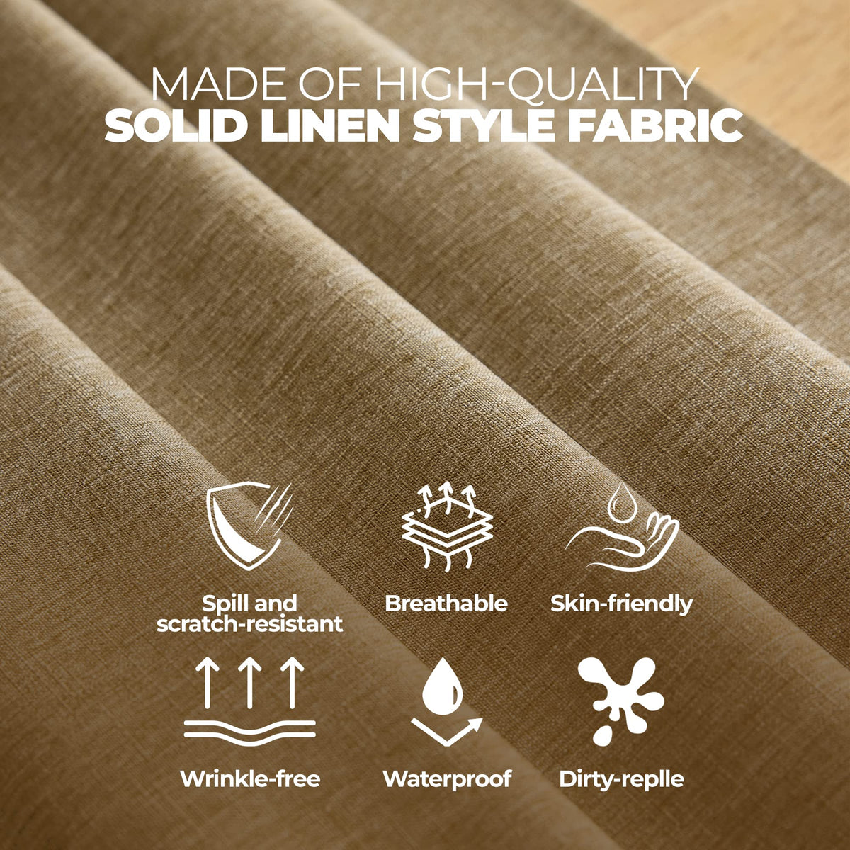 Decorelia wrinkle-free fabric protects surfaces and resists scratches during gatherings.