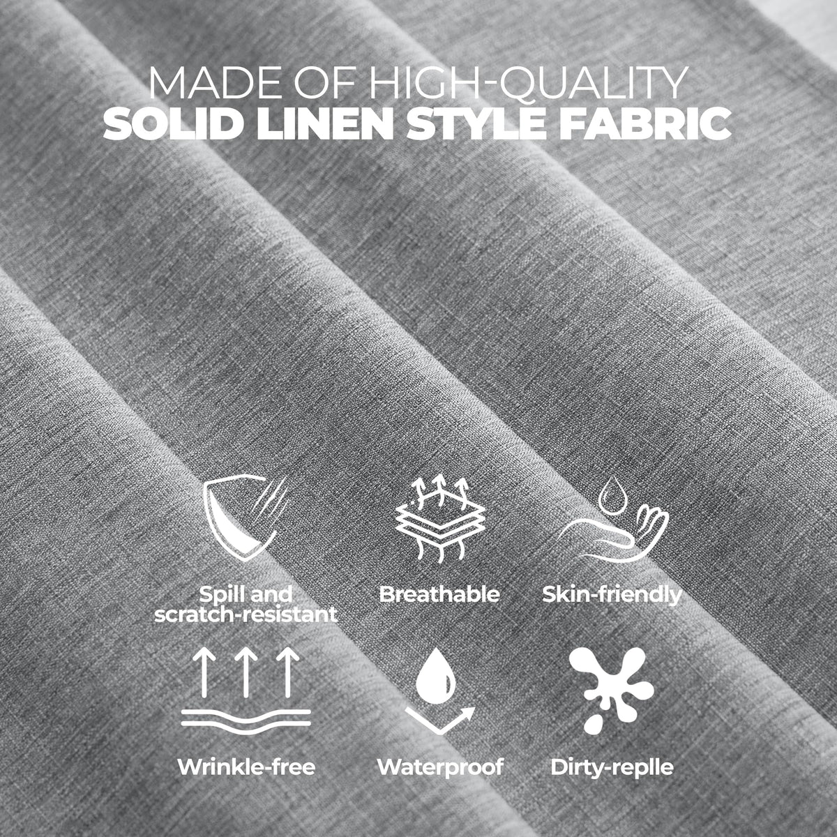 Decorelia linen-style fabric resists wrinkles for a neat, ready-to-use table centerpiece.