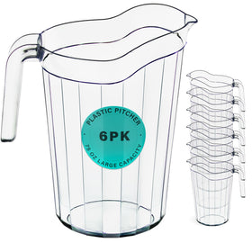 DecorRack 6-pack 75oz pitchers lined up for party beverages.