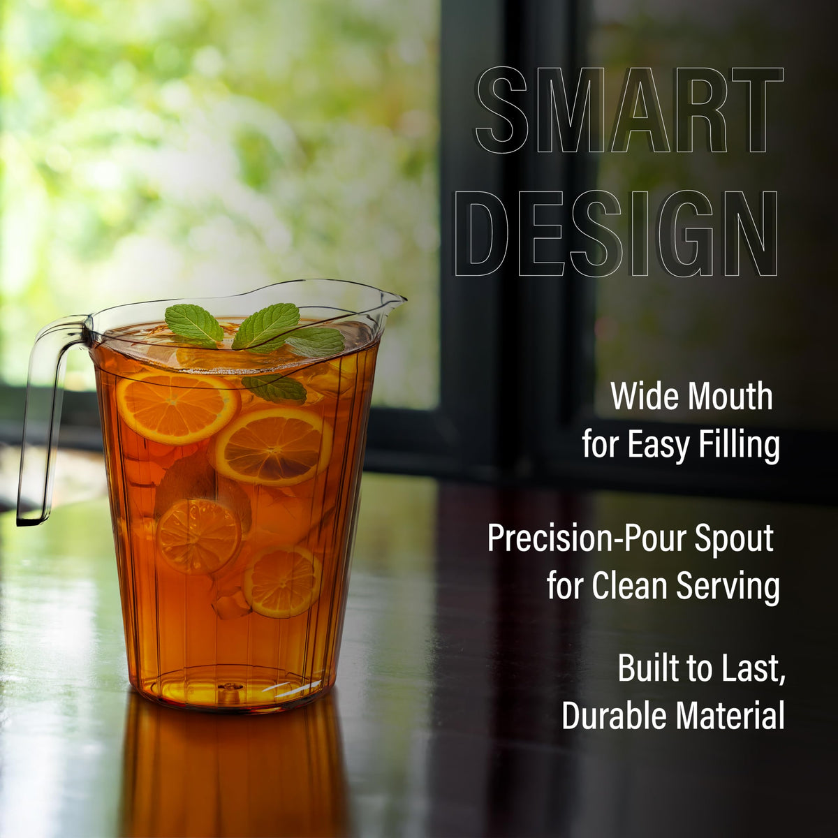 DecorRack 75-ounce capacity ideal for water, lemonade, or iced tea.