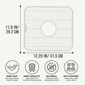 DecorRack center drain hole promotes quick water flow toward the sink.