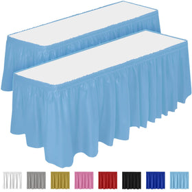 DecorRack close-up of adhesive strip backing on a table skirt for fast setup