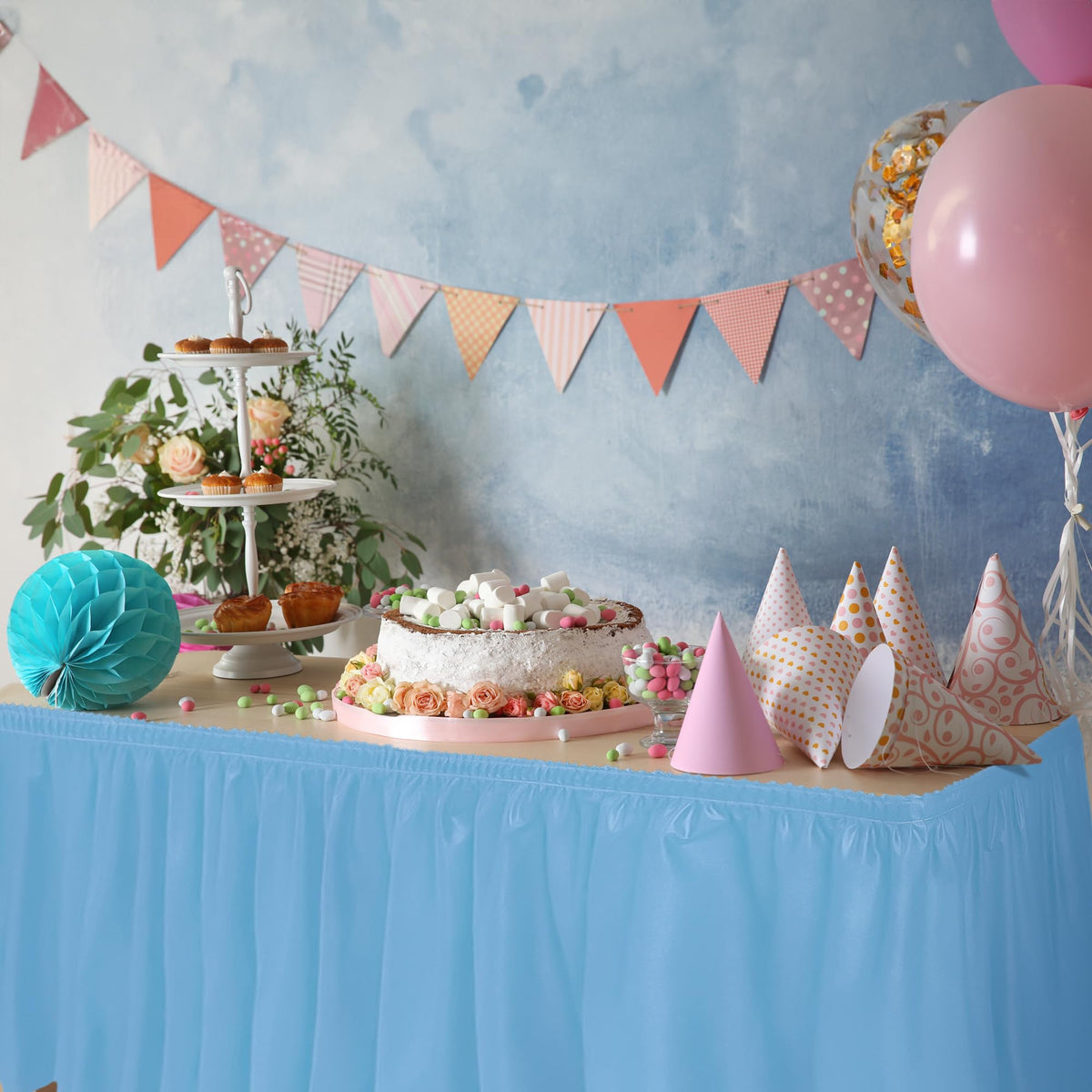 DecorRack table skirt shown as disposable or reusable option for events