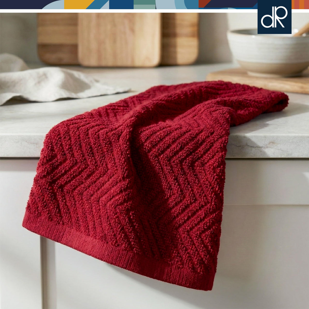 DecorRack fall set red towel dries dishes quickly and cleanly.
