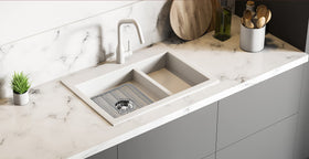 DecorRack center-hole drain design channels water away from dishes.