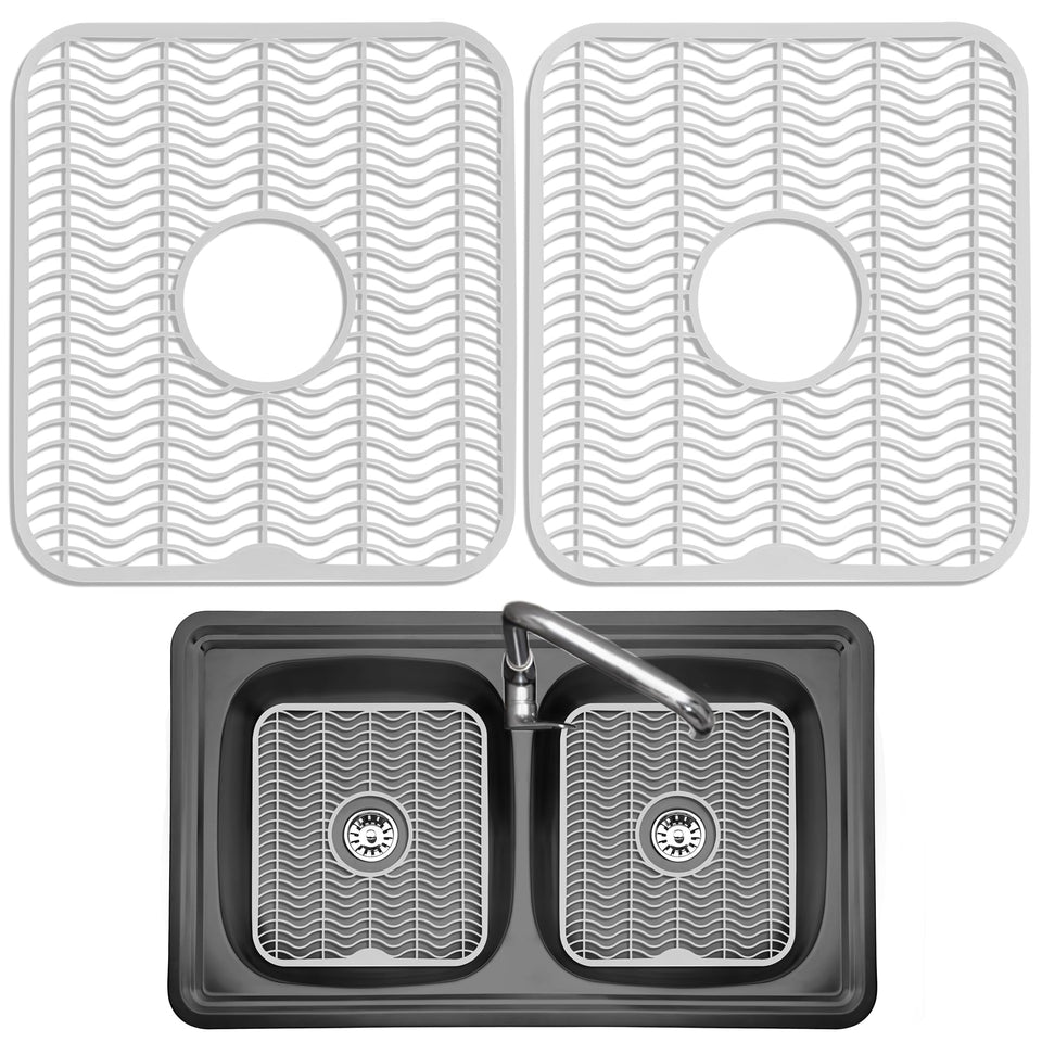 DecorRack 2 sink protectors in white fit the sink and protect the basin from scratches.