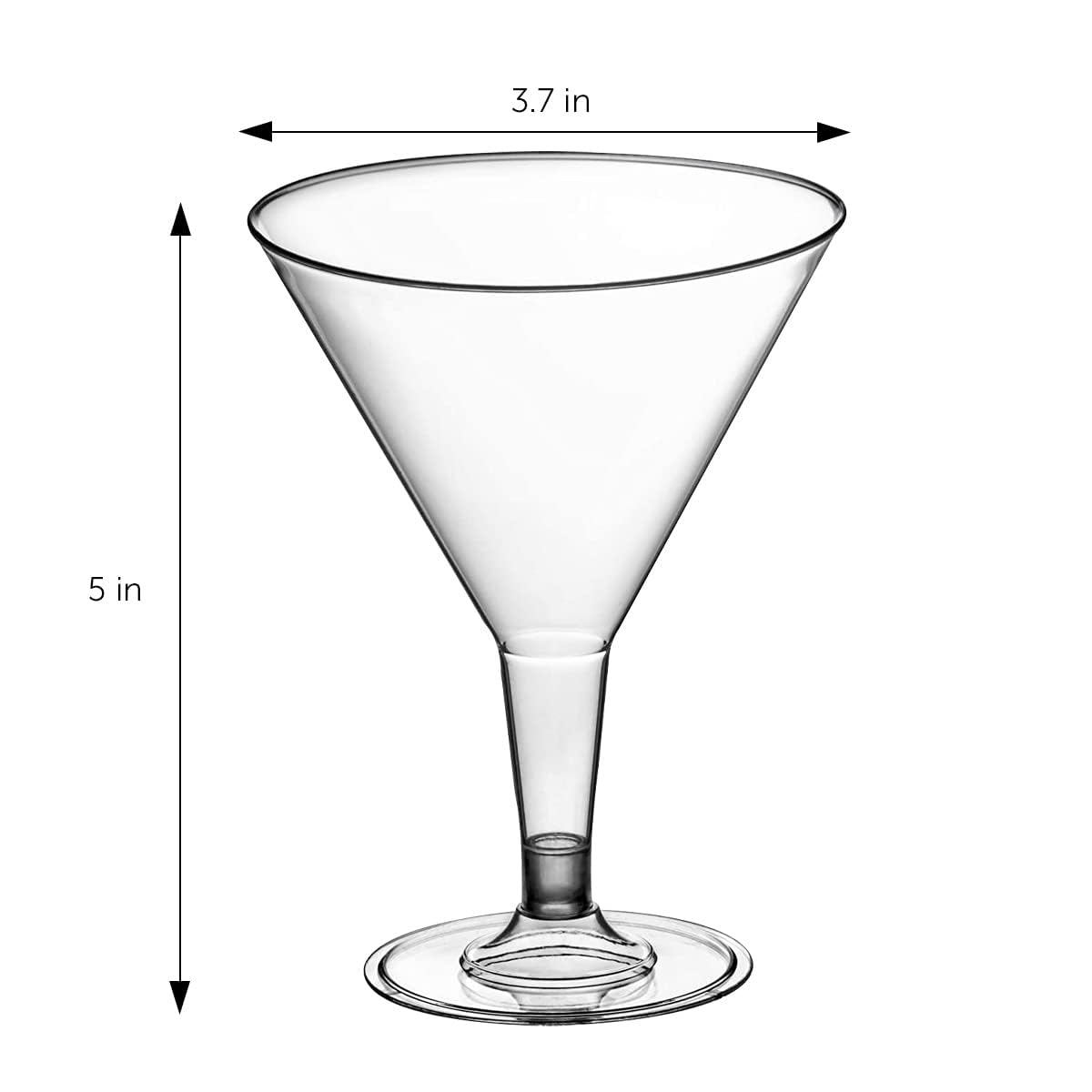 DecorRack stemmed plastic martini glasses with secure two-piece base