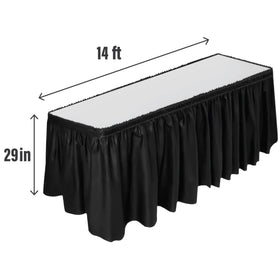 DecorRack table skirt shows adhesive strip backing for quick setup