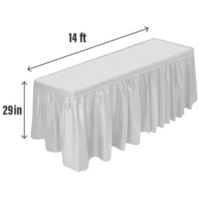 DecorRack table skirt with adhesive strip backing for quick, clean installation.