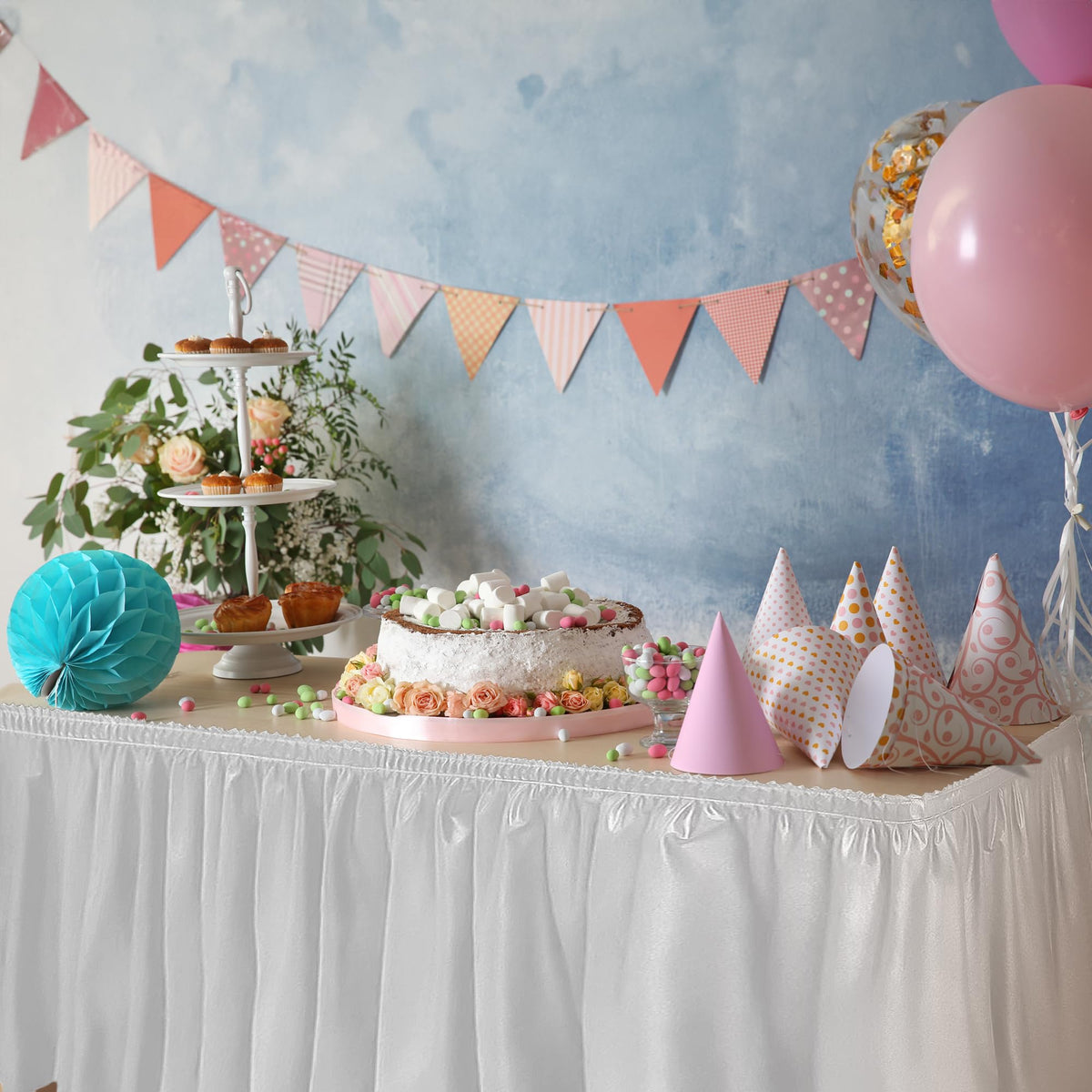 DecorRack table skirt shown as disposable or reusable for versatile event coverage.