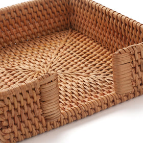 DECRAFTS rattan basket tray versatile storage for small items and napkins